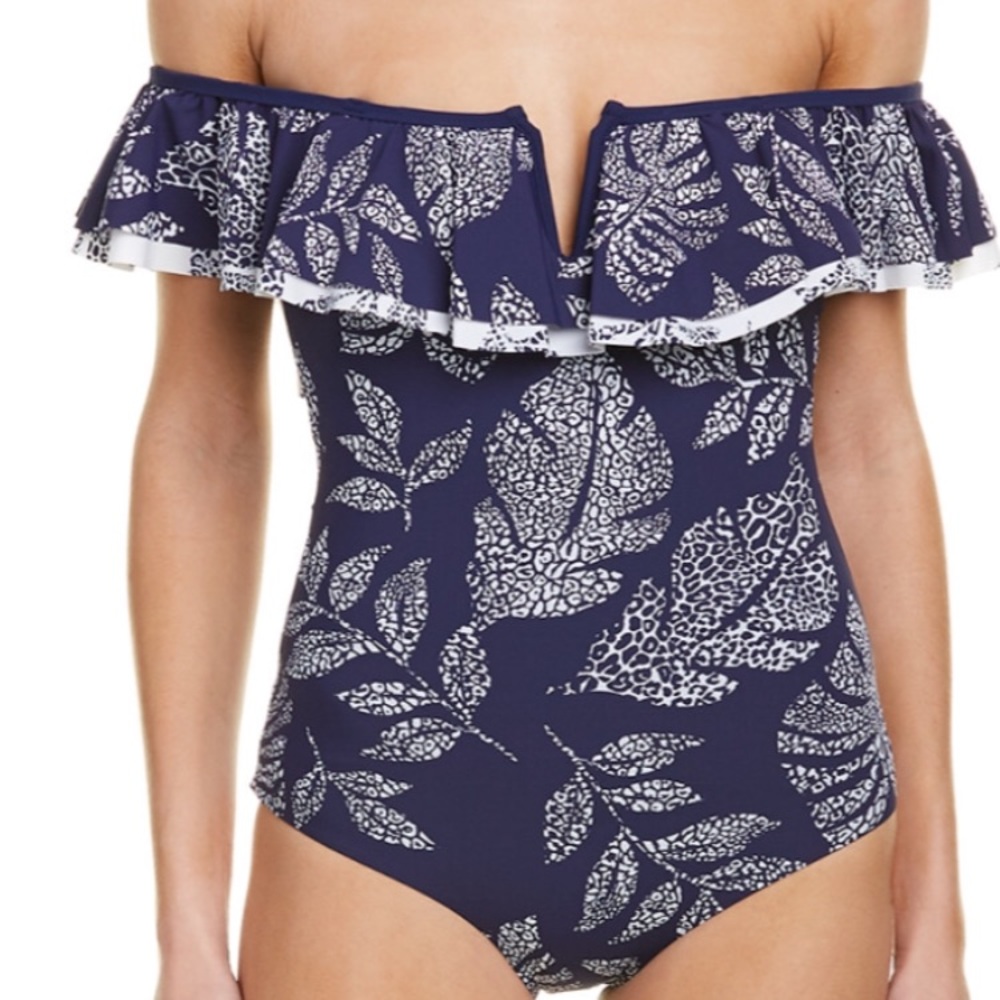 Red Carter off shoulder bathing suit